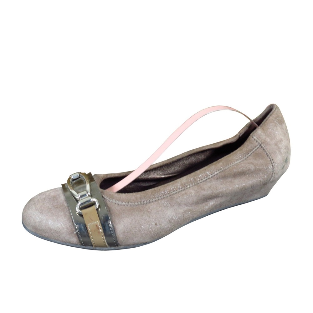 AGL N106128 Womens Wedge Pump Shoes Size 38.5 Dress‎ Office Taupe Suede Italian